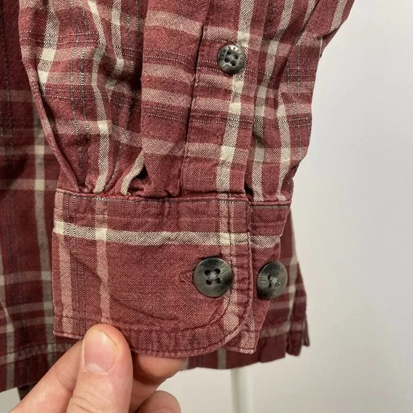 Timberland Vintage Plaid Shirt Workwear Chore Pockets Check Burnt Red Medium - Picture 7 of 11